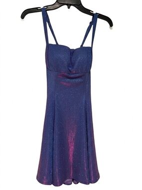 Dear Moon from Dillard’s Iridescent Blue-Purple Glitter Fit & Flare Dress NWT